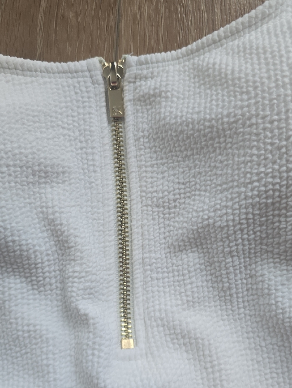 Michael Kors White Ribbed Front Zip One Piece Size 12 - Picture 3 of 9
